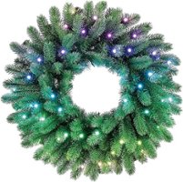 Twinkly Smart Light Regal Pre-Lit Wreath 24 Inch 50 RGB LED - Green - Front_Zoom