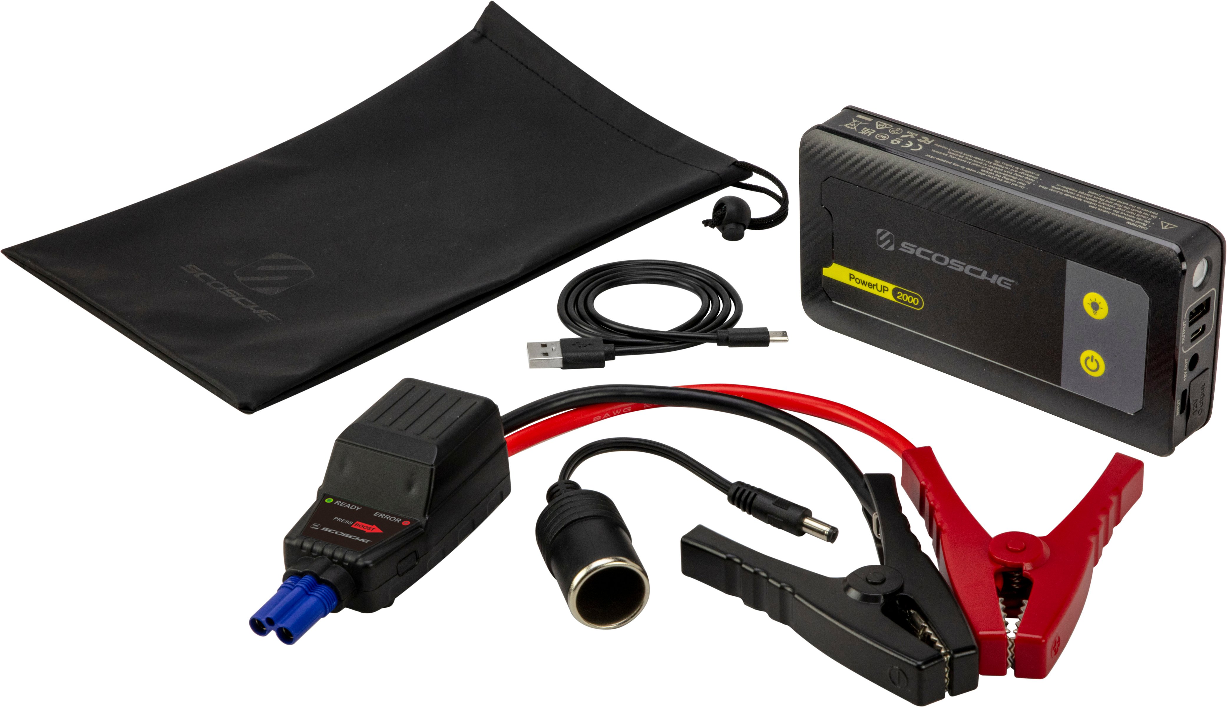 Angle View: Scosche - PowerUp 2000 Portable Car Jump Starter with USB Power Bank and LED Flashlight - Black