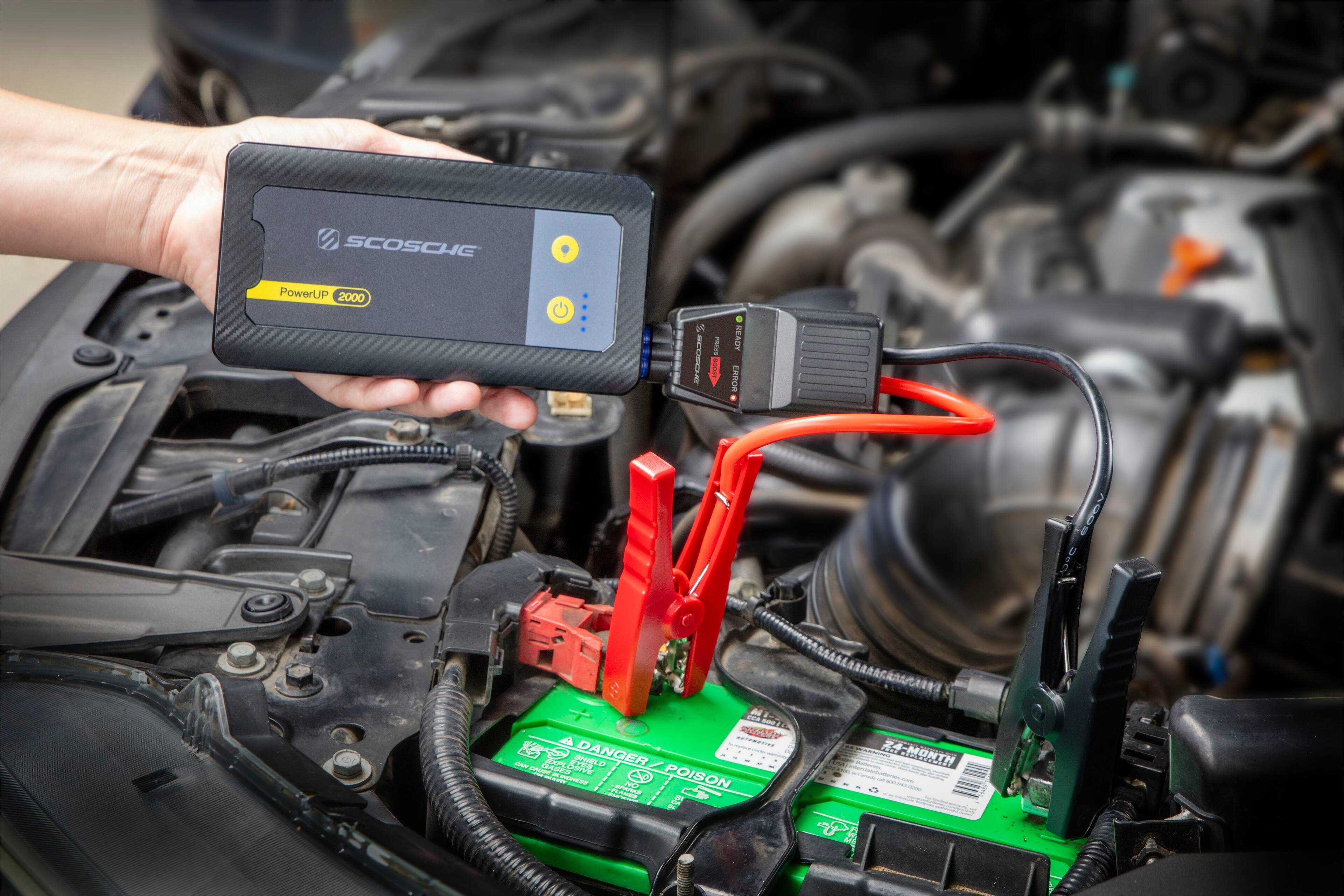 Alt View 12. Scosche - PowerUp 2000 Portable Car Jump Starter with USB Power Bank and LED Flashlight - Black.