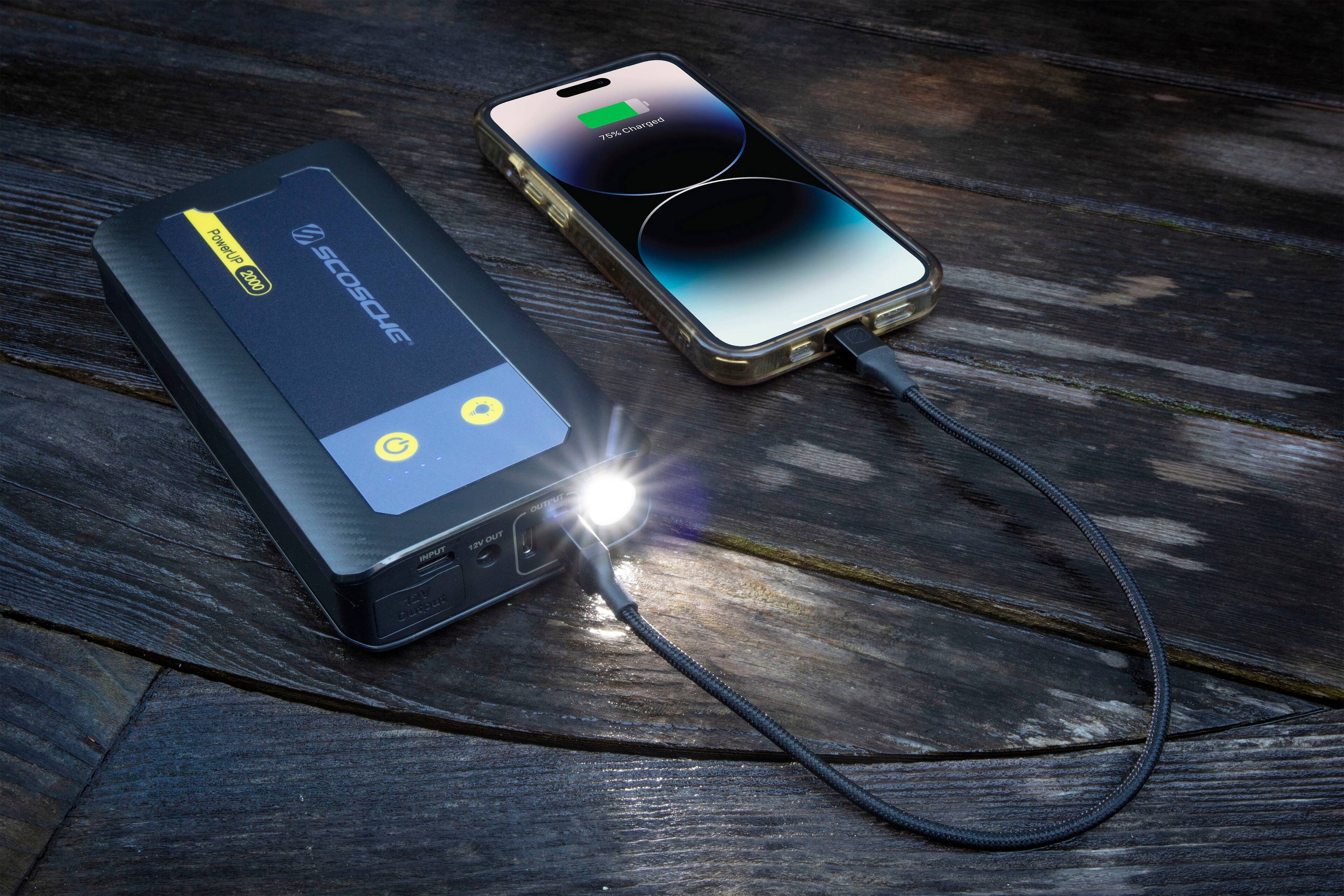 Alt View 13. Scosche - PowerUp 2000 Portable Car Jump Starter with USB Power Bank and LED Flashlight - Black.