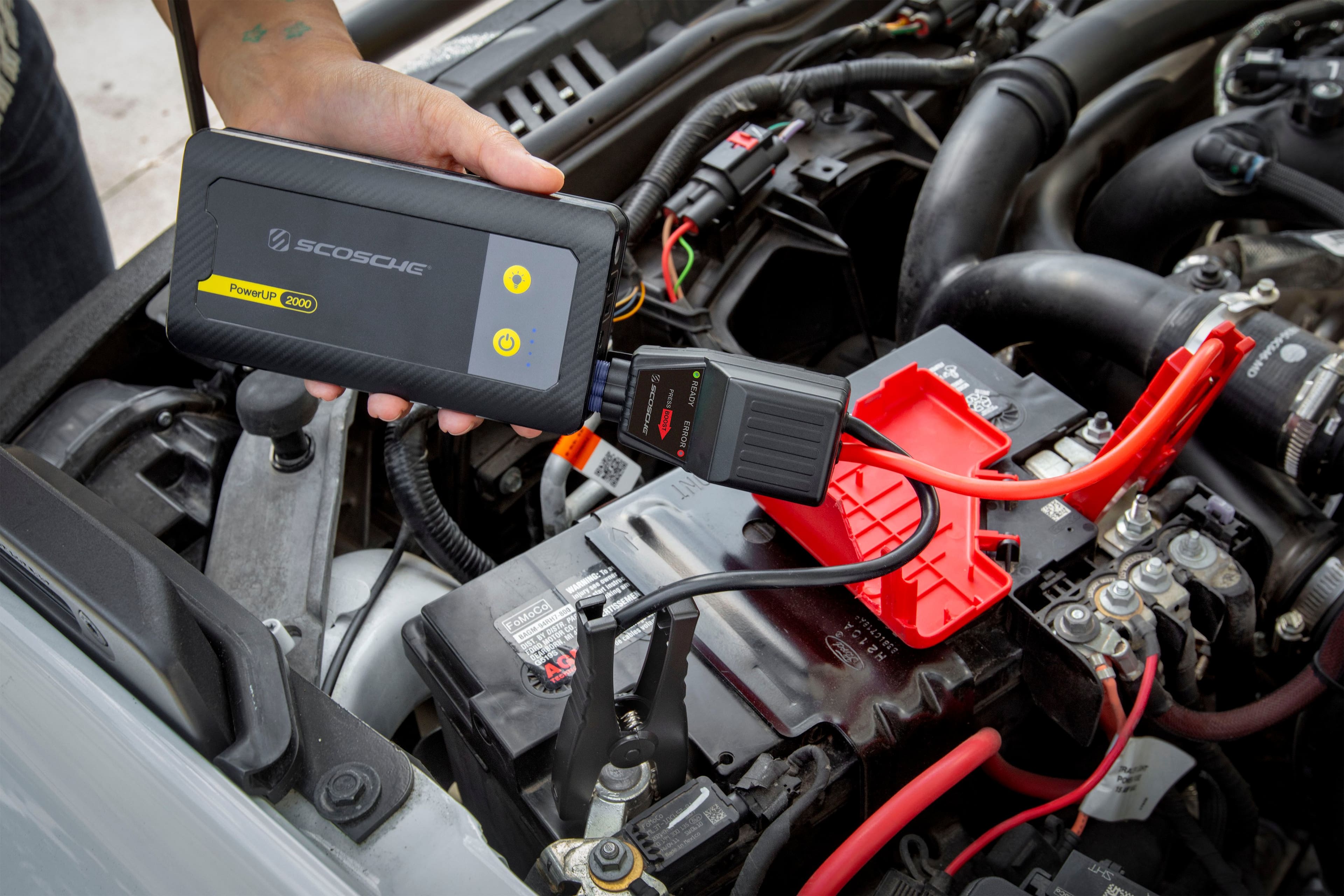 Alt View 1. Scosche - PowerUp 2000 Portable Car Jump Starter with USB Power Bank and LED Flashlight - Black.