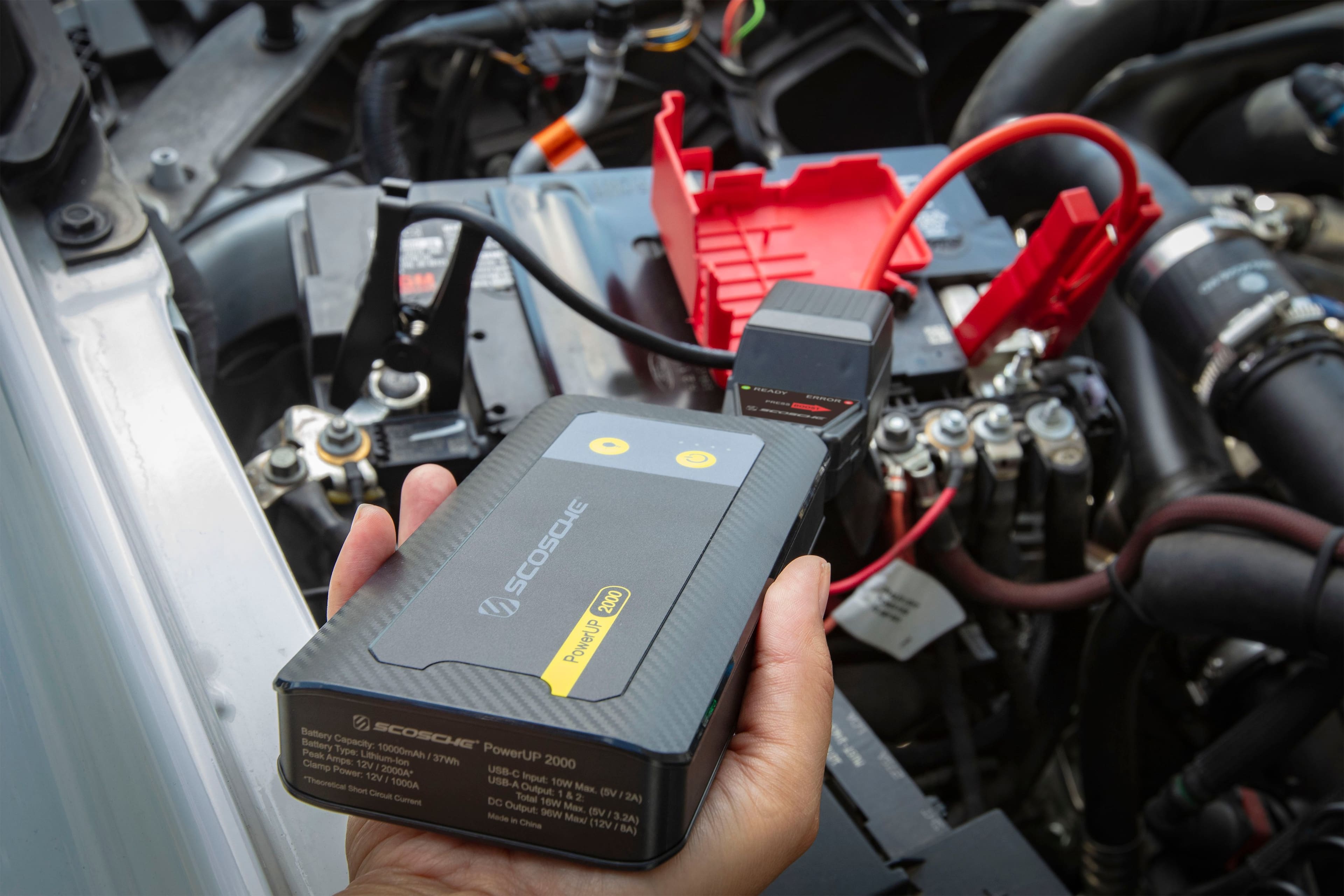 Alt View 3. Scosche - PowerUp 2000 Portable Car Jump Starter with USB Power Bank and LED Flashlight - Black.