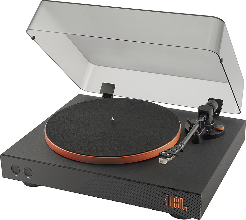 Angle View: JBL Spinner BT Hi-Res Bluetooth Turntable - Black