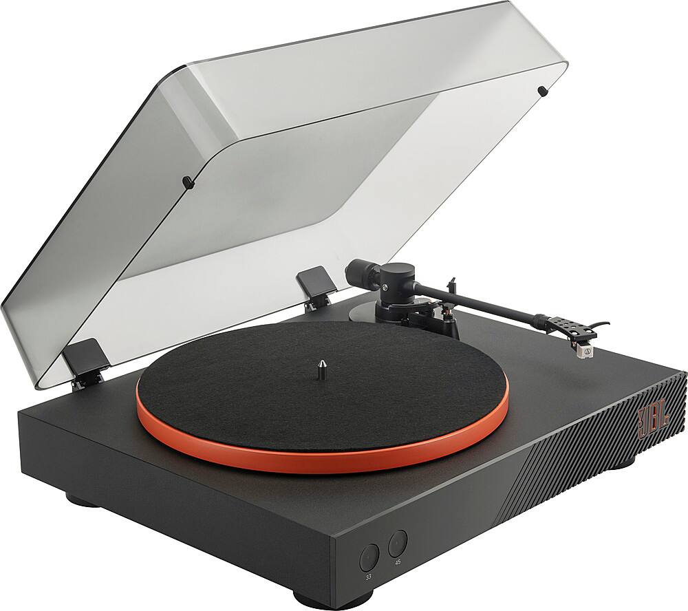 Left. JBL - JBL Spinner BT Hi-Res Bluetooth Turntable - Black.