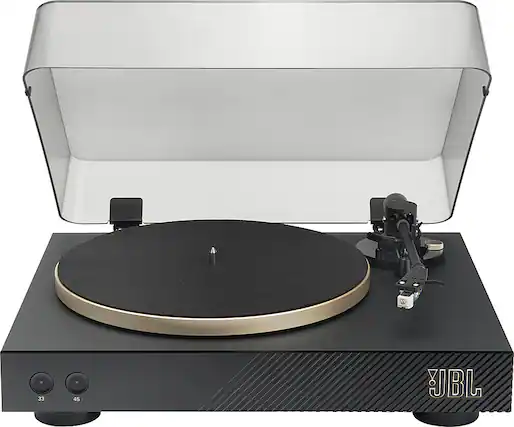 Front. JBL - JBL Spinner BT Hi-Res Bluetooth Turntable - Black.