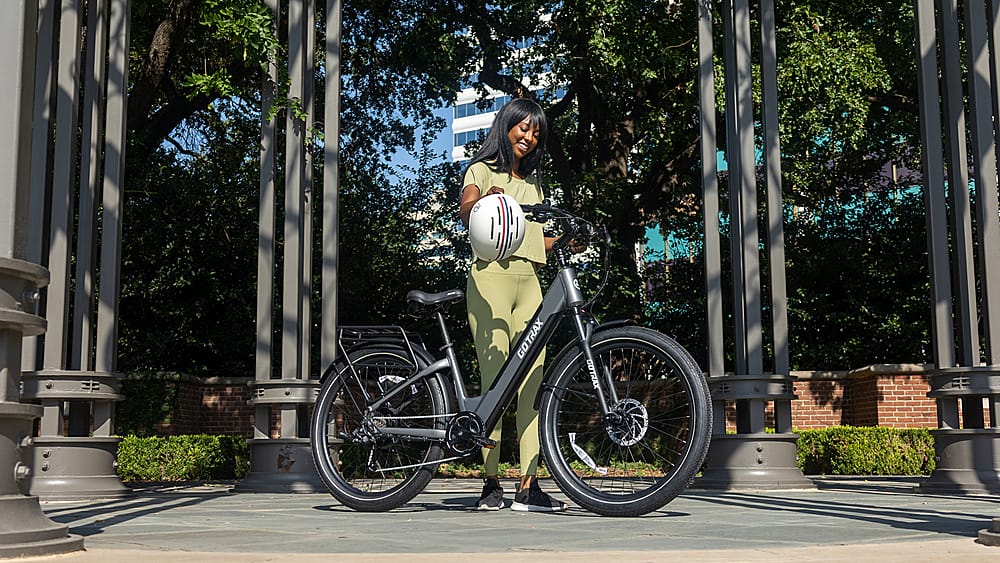 Left View: GoTrax - CTI3 Step Thru eBike w/ 45mi Max Operating Range and 20mph Max Speed - Gray