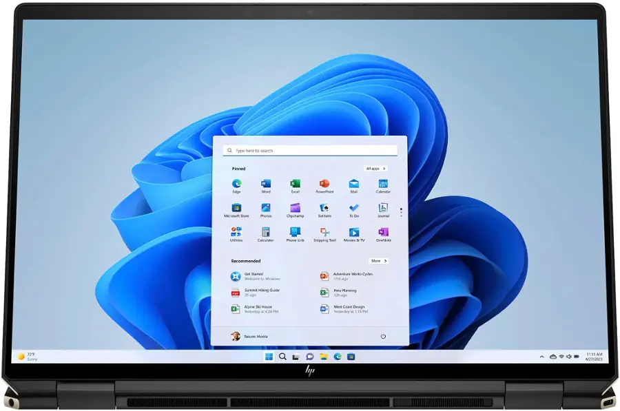 Alt View 3. HP - Spectre 2-in-1 16" 2.8K OLED Touch-Screen Laptop - Intel Core Ultra 7 - 32GB Memory - NVIDIA GeForce RTX 4050 - 1TB SSD - Nightfall Black.