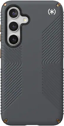 Front. Speck - Presidio2 Grip Case for Samsung Galaxy S24 - Charcoal Gray.