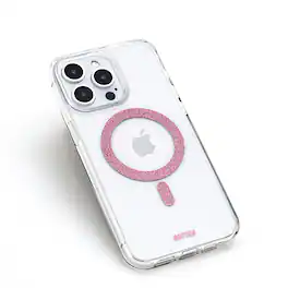 Bryten - MagFX Design Phone Case for iPhone 15 Pro Case - Silicone, Compatible with MagSafe - Yellowing Resistant, Shockproof - Pink Glitter