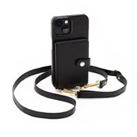 Bryten - Silverlake Vegan Leather Wallet Crossbody Case for Apple iPhone 15 - Black - Front_Zoom