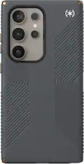 Front. Speck - Presidio2 Grip Case for Samsung Galaxy S24 Ultra - Charcoal Gray.