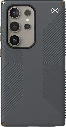Front. Speck - Presidio2 Grip Case for Samsung Galaxy S24 Ultra - Charcoal Gray.