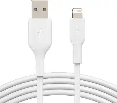 Front. Belkin - BoostCharge USB-A to Lightning Cable 3.3ft - White.