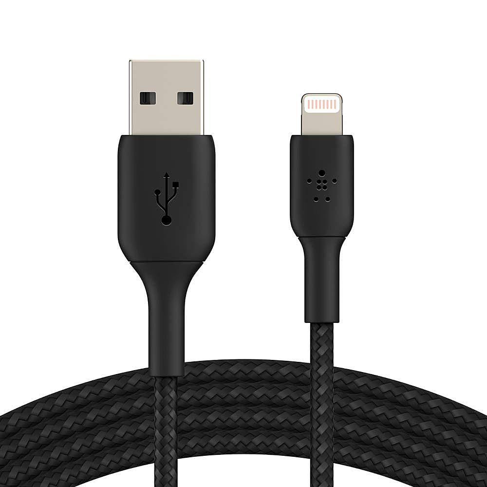 Front. Belkin - BoostCharge Braided USB-A to Lightning Cable 3.3ft - Black.
