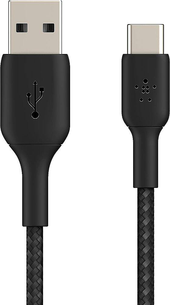 Angle. Belkin - BoostCharge Braided USB-C to USB-A Cable 6.6ft - Black.