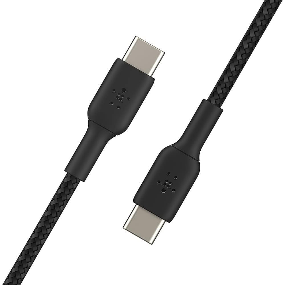 Belkin - BOOST↑CHARGE Braided USB-C to USB-C Cable 3.3ft for iPhone, Samsung, Google Pixel, iPad Pro, Nintendo Switch 2 & More - Black - Angle_Zoom