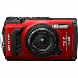 Olympus - OM SYSTEM TG-7 4K Video 12 Megapixel Waterproof Digital Camera - Red - Front_Zoom