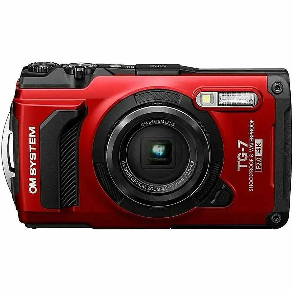 Front. Olympus - OM SYSTEM TG-7 4K Video 12 Megapixel Waterproof Digital Camera - Red.