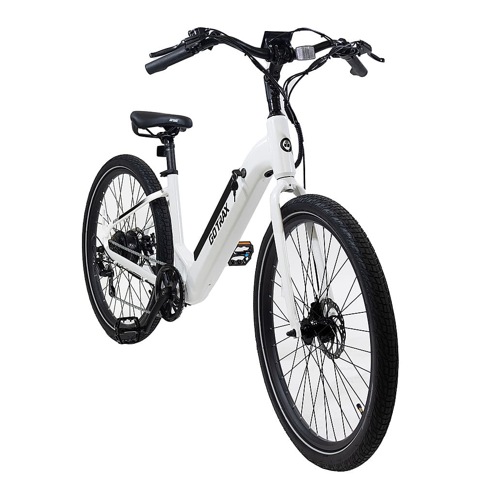 Left View: GoTrax - CTI Step Thru eBike w/ 40.5mi Max Operating Range and 20mph Max Speed - White