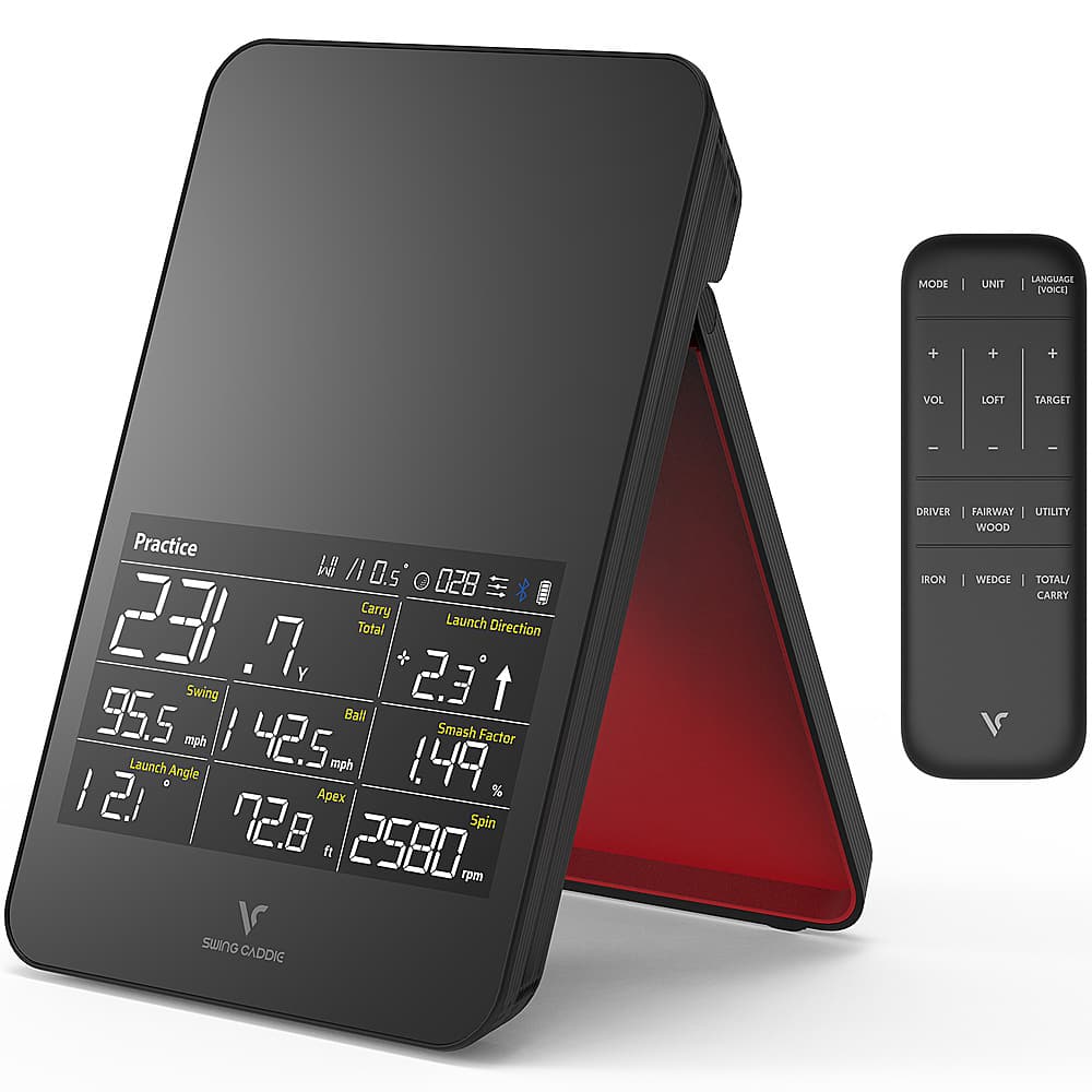 Front. VoiceCaddie - Swing Caddie SC4 Portable Golf Simulator and Golf Launch Monitor with Bluetooth Connectivity via Smartphone or Tablet - Black.