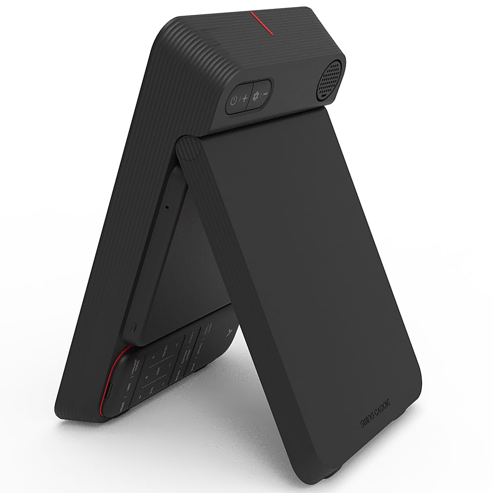 Angle. VoiceCaddie - Swing Caddie SC4 Portable Golf Simulator and Golf Launch Monitor with Bluetooth Connectivity via Smartphone or Tablet - Black.