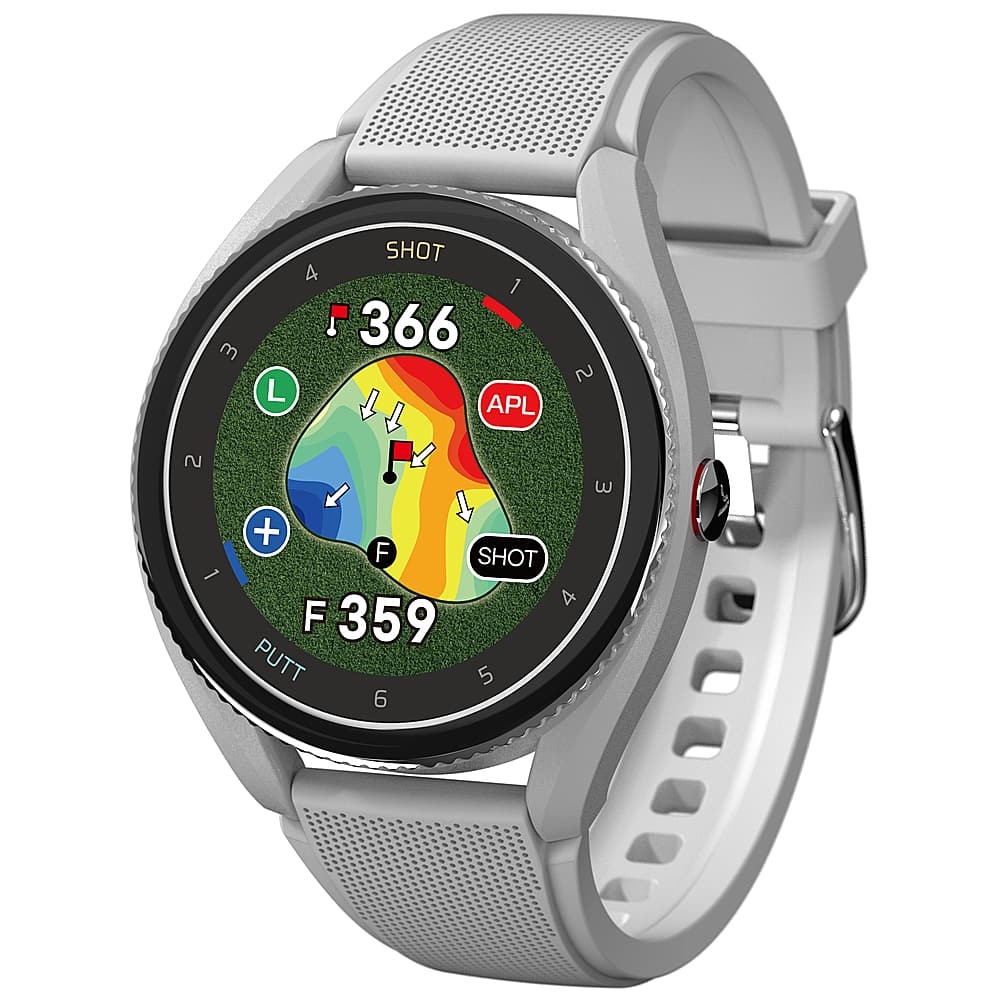 Front. VoiceCaddie - T9 GPS Watch with Green Undulation and Slope - Gray.