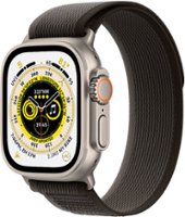 Geek Squad Certified Refurbished Apple Watch Ultra (GPS + Cellular) 49mm Titanium Case with Black/Gray Trail Loop - M/L - Titanium - Front_Zoom