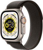 Geek Squad Certified Refurbished Apple Watch Ultra (GPS + Cellular) 49mm Titanium Case with Black/Gray Trail Loop - M/L - Titanium - Front_Zoom