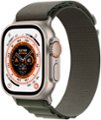 Front Zoom. Geek Squad Certified Refurbished Apple Watch Ultra (GPS + Cellular) 49mm Titanium Case with Green Alpine Loop - Medium - Titanium.
