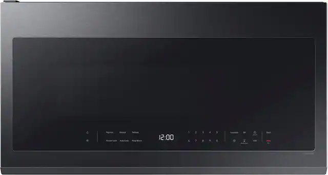 Front. Samsung - 2.1 Cu. Ft. Over-the-Range Microwave with Sensor Cooking and Wi-Fi Connectivity - Matte Black Steel.