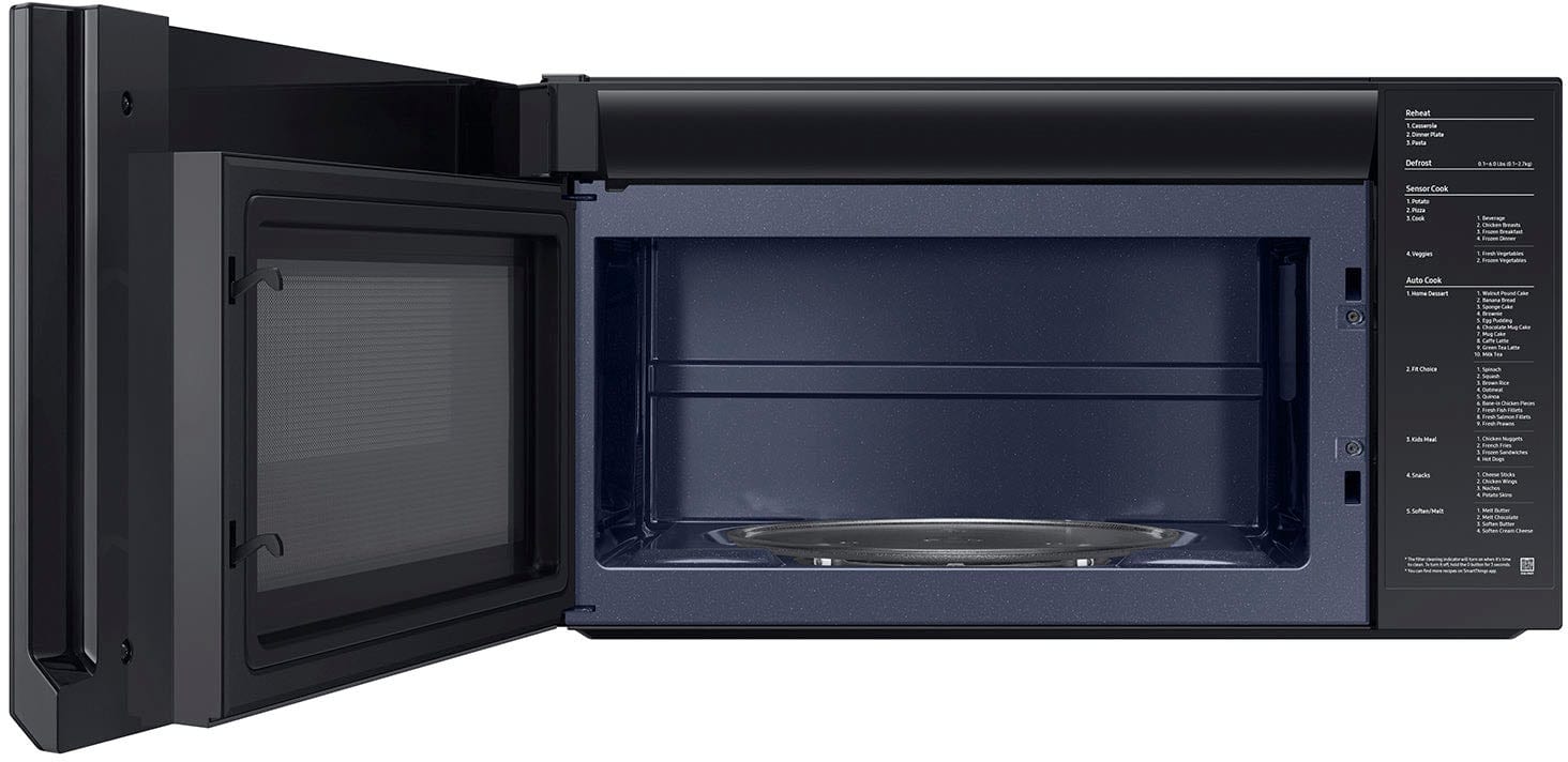 Alt View 12. Samsung - 2.1 Cu. Ft. Over-the-Range Microwave with Sensor Cooking and Wi-Fi Connectivity - Matte Black Steel.