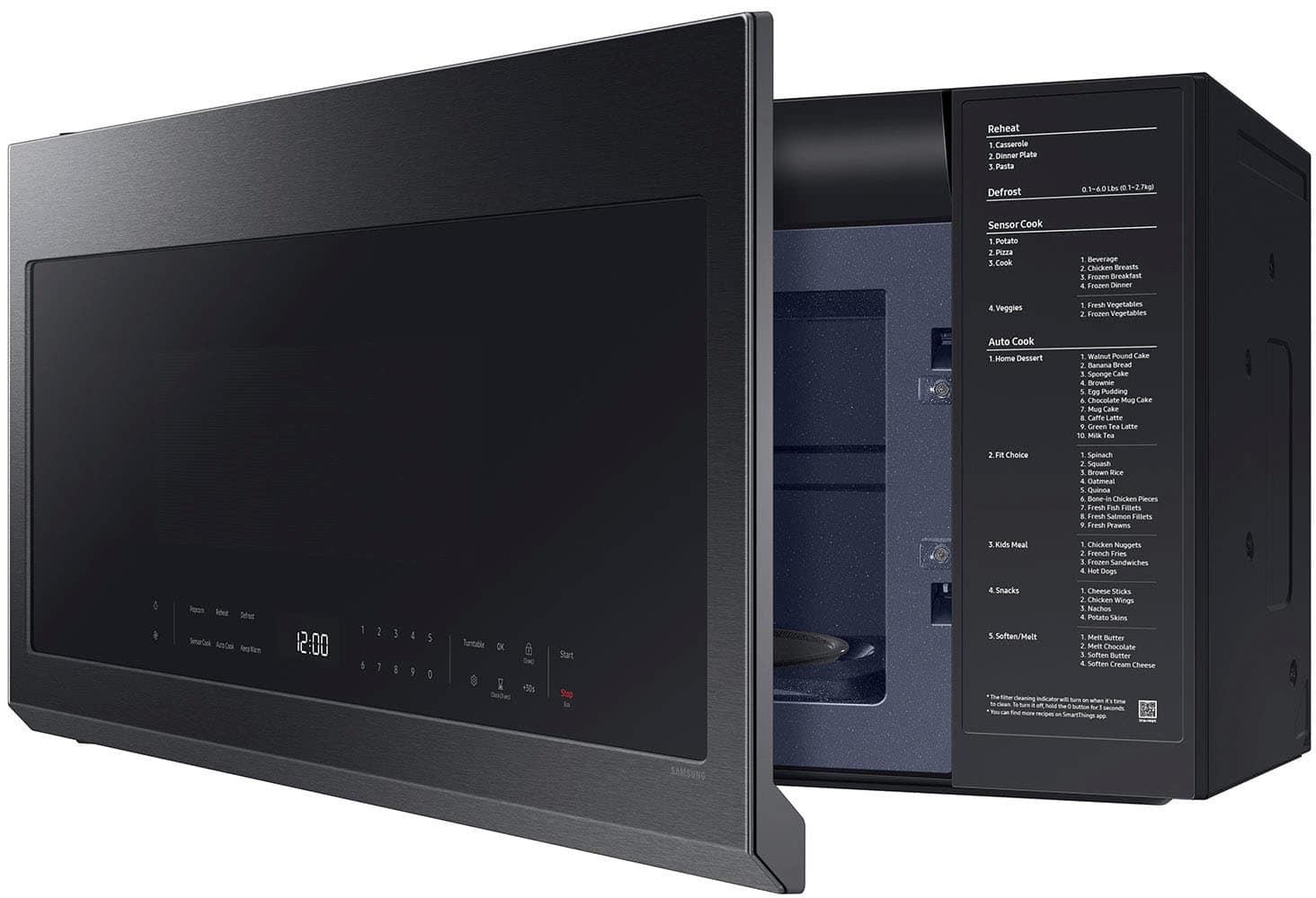 Alt View 13. Samsung - 2.1 Cu. Ft. Over-the-Range Microwave with Sensor Cooking and Wi-Fi Connectivity - Matte Black Steel.
