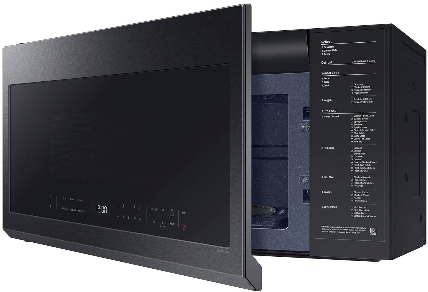 Alt View 13. Samsung - 2.1 Cu. Ft. Over-the-Range Microwave with Sensor Cooking and Wi-Fi Connectivity - Matte Black Steel.