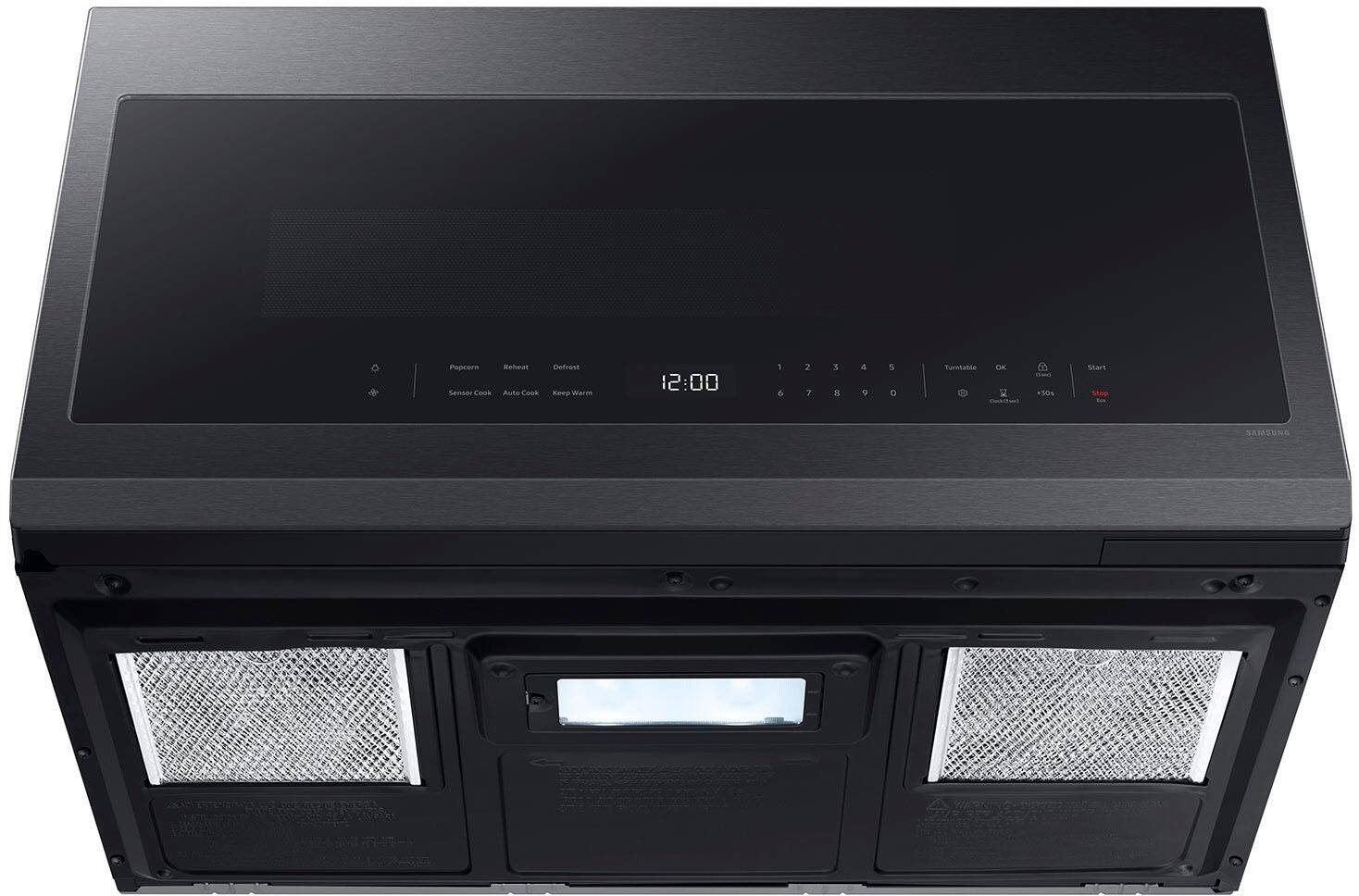 Alt View 15. Samsung - 2.1 Cu. Ft. Over-the-Range Microwave with Sensor Cooking and Wi-Fi Connectivity - Matte Black Steel.