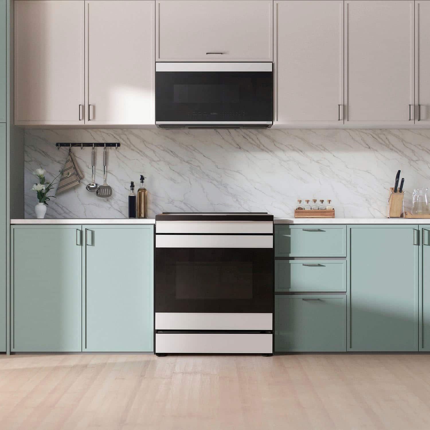 Alt View 11. Samsung - Bespoke 2.1 Cu. Ft. Over-the-Range Microwave with Sensor Cooking and Auto Dimming Glass Touch Controls - White Glass.