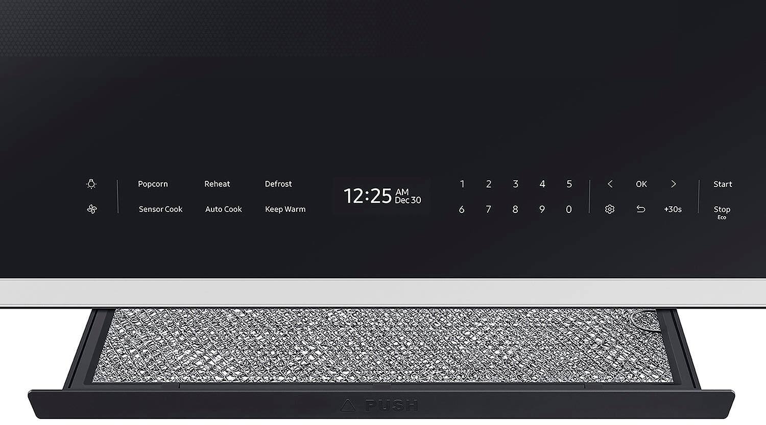 Alt View 19. Samsung - Bespoke 2.1 Cu. Ft. Over-the-Range Microwave with Sensor Cooking and Auto Dimming Glass Touch Controls - White Glass.