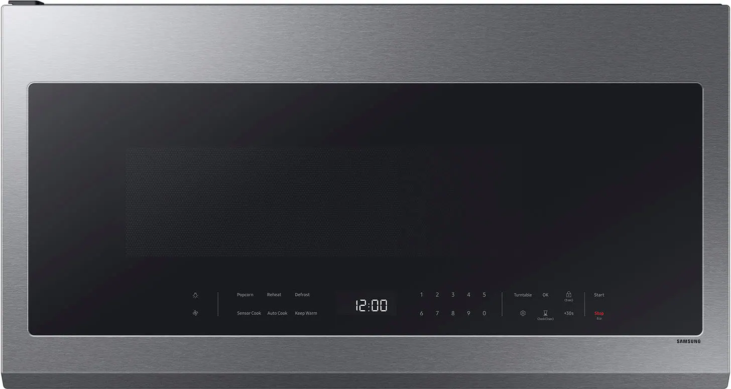 Front. Samsung - 2.1 Cu. Ft. Over-the-Range Microwave with Sensor Cooking and Wi-Fi Connectivity - Stainless Steel.