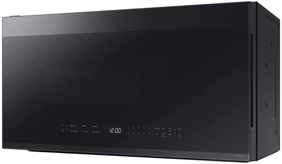 Alt View 14. Samsung - Bespoke 2.1 Cu. Ft. Over-the-Range Microwave with Sensor Cooking and Edge to Edge Glass Display - Matte Black Steel.