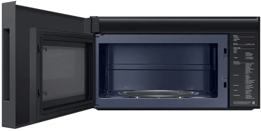 Alt View 15. Samsung - Bespoke 2.1 Cu. Ft. Over-the-Range Microwave with Sensor Cooking and Edge to Edge Glass Display - Matte Black Steel.
