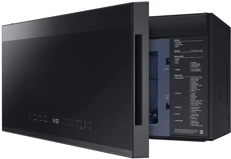Alt View 16. Samsung - Bespoke 2.1 Cu. Ft. Over-the-Range Microwave with Sensor Cooking and Edge to Edge Glass Display - Matte Black Steel.