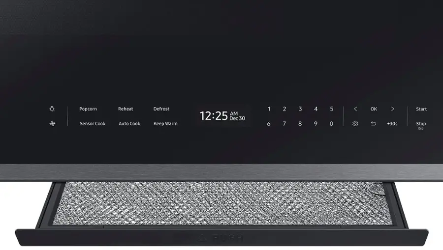 Alt View 19. Samsung - Bespoke 2.1 Cu. Ft. Over-the-Range Microwave with Sensor Cooking and Auto Dimming Glass Touch Controls - Stainless Steel.