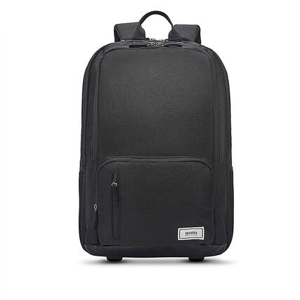 Front. Solo New York - 15.6" Bleeker Recycled Rolling Backpack - Black.