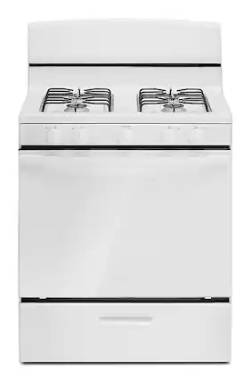 Front. Amana - 5.0 Cu. Ft. Freestanding Single Oven Gas Range with Easy-Clean Glass Door - White.
