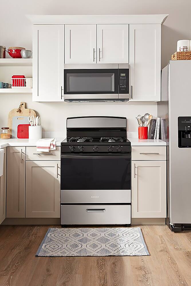 Alt View 21. Amana - 5.0 Cu. Ft. Freestanding Single Oven Gas Range with Easy-Clean Glass Door - Stainless Steel.