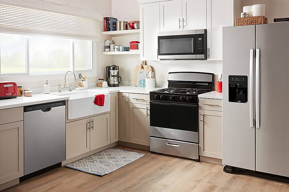 Alt View 22. Amana - 5.0 Cu. Ft. Freestanding Single Oven Gas Range with Easy-Clean Glass Door - Stainless Steel.