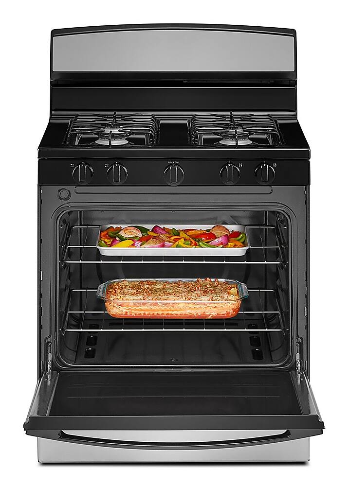 Alt View 2. Amana - 5.0 Cu. Ft. Freestanding Single Oven Gas Range with Easy-Clean Glass Door - Stainless Steel.