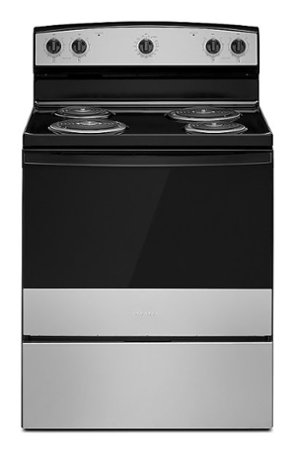 Amana - 4.8 Cu. Ft. Freestanding Single Oven Electric Range with Easy-Clean Glass Door - Stainless Steel