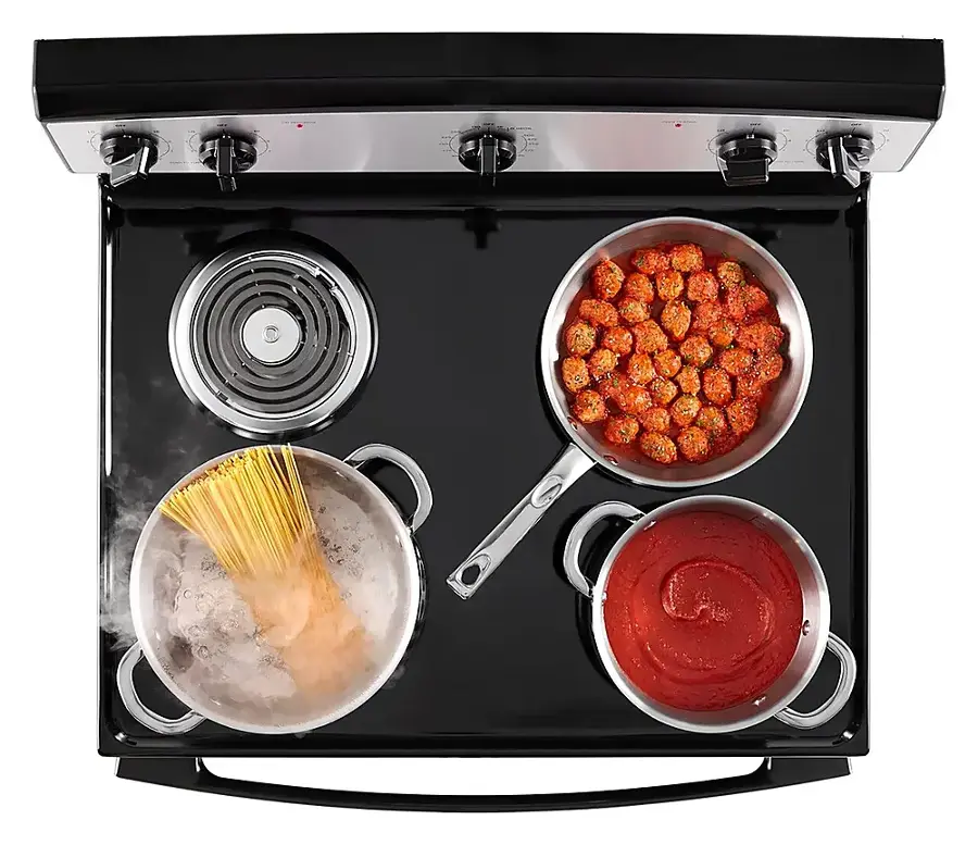 Alt View 17. Amana - 4.8 Cu. Ft. Freestanding Single Oven Electric Range with Easy-Clean Glass Door - Stainless Steel.