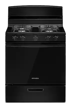 Front. Amana - 5.0 Cu. Ft. Freestanding Single Oven Gas Range with Easy-Clean Glass Door - Black.