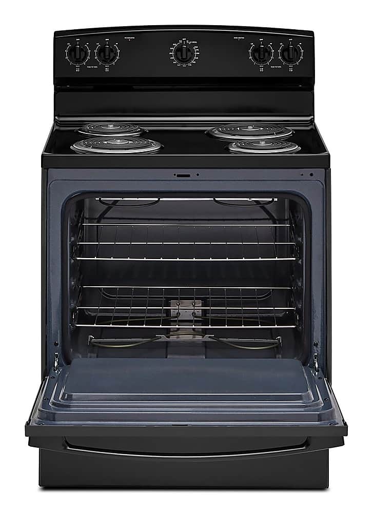 Alt View 1. Amana - 4.8 Cu. Ft. Freestanding Single Oven Electric Range with Easy-Clean Glass Door - Black.